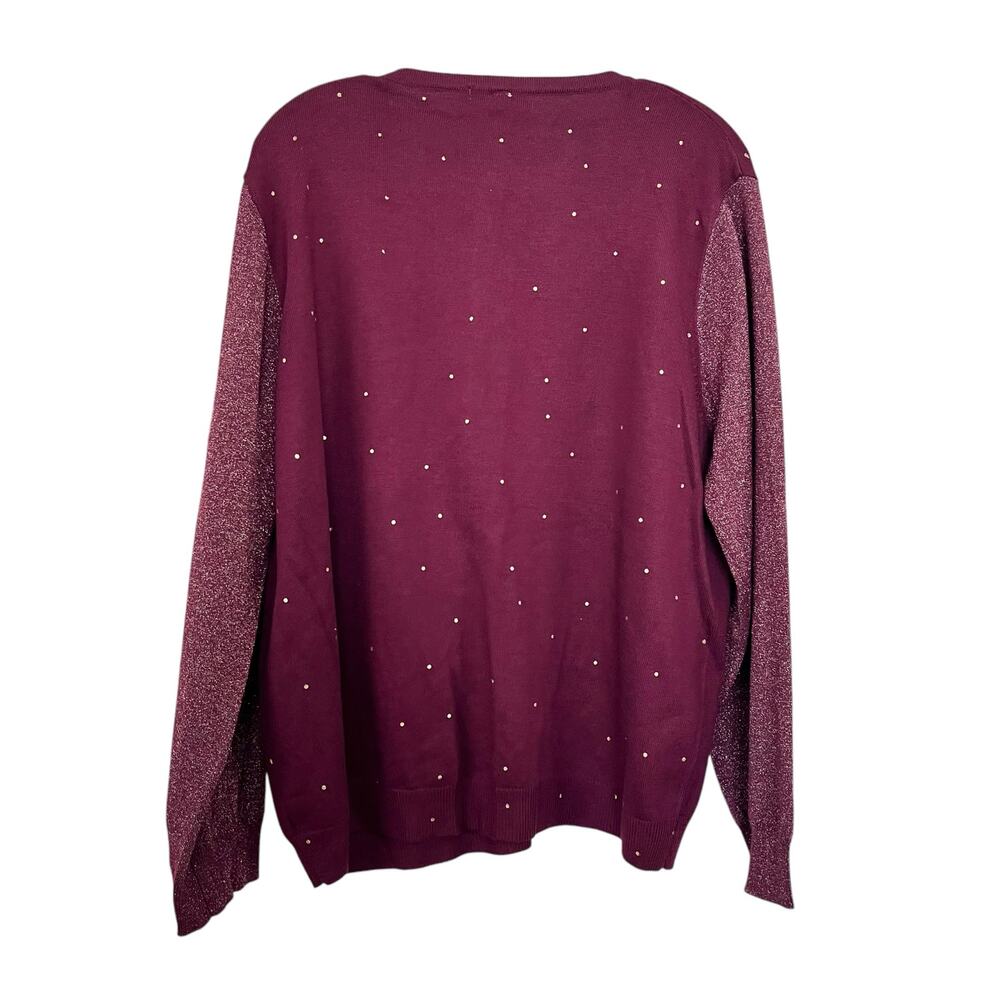 Eiger Weger Burgundy Gold Polka Dot Cardigan - Plus 3X - Picture 3 of 6